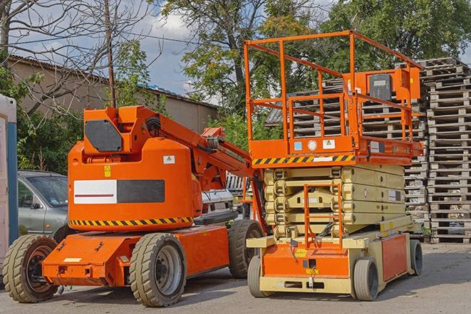 industrial forklift in use at a fully-stocked warehouse in Masaryktown